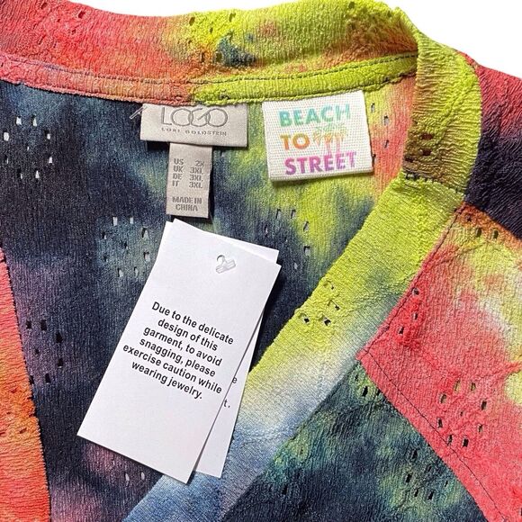 NWT LOGO by Lori Goldstein Tie-Dye Beach-to-Street Cover-Up Duster Size 2X - Picture 4 of 16